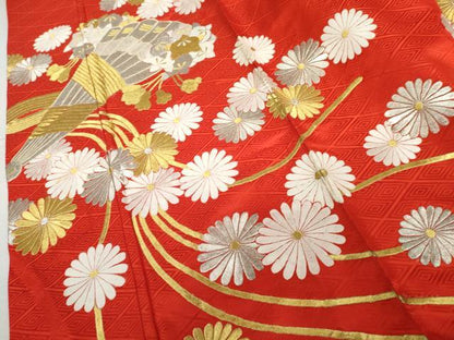平和屋本店●お引きずり・お引き摺り・引き振袖　和装　結婚式　舞妓　芸妓　芸者　衣装　総刺繍　扇面花文　金銀糸　AABL0227cs