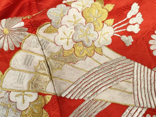 平和屋本店●お引きずり・お引き摺り・引き振袖　和装　結婚式　舞妓　芸妓　芸者　衣装　総刺繍　扇面花文　金銀糸　AABL0227cs