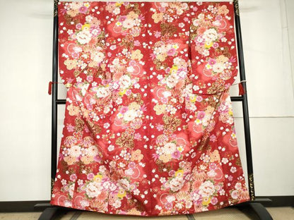 平和屋着物●小振袖　二尺袖　花毬文　暈し染め　金彩　洗える着物　AABL0230cs