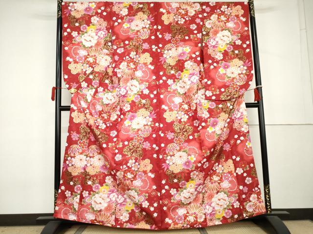 平和屋着物●小振袖　二尺袖　花毬文　暈し染め　金彩　洗える着物　AABL0230cs