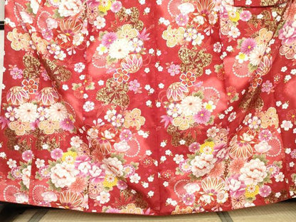 平和屋着物●小振袖　二尺袖　花毬文　暈し染め　金彩　洗える着物　AABL0230cs