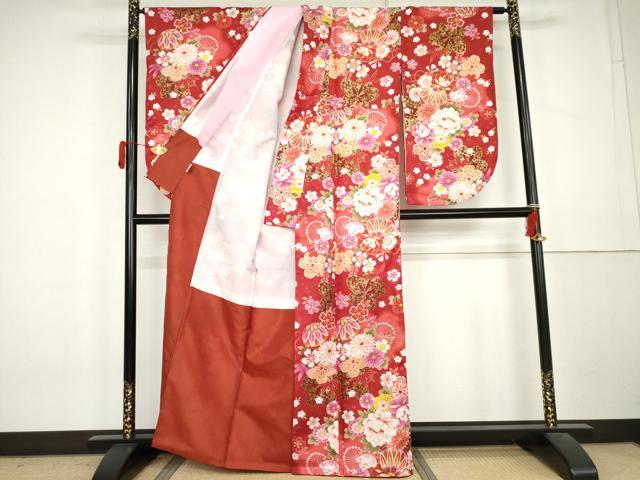 平和屋着物●小振袖　二尺袖　花毬文　暈し染め　金彩　洗える着物　AABL0230cs