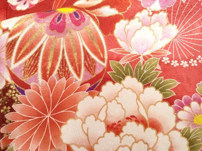 平和屋着物●小振袖　二尺袖　花毬文　暈し染め　金彩　洗える着物　AABL0230cs