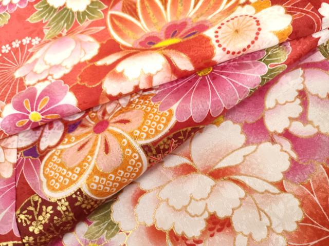 平和屋着物●小振袖　二尺袖　花毬文　暈し染め　金彩　洗える着物　AABL0230cs