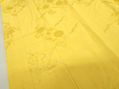 平和屋着物●振袖用長襦袢　袷　枝花地紋　向日葵色　半衿刺繍　正絹　逸品　未使用　AABL0231cs