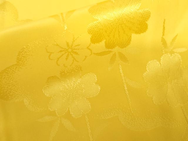 平和屋着物●振袖用長襦袢　袷　枝花地紋　向日葵色　半衿刺繍　正絹　逸品　未使用　AABL0231cs