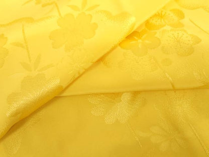 平和屋着物●振袖用長襦袢　袷　枝花地紋　向日葵色　半衿刺繍　正絹　逸品　未使用　AABL0231cs