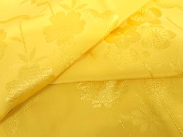 平和屋着物●振袖用長襦袢　袷　枝花地紋　向日葵色　半衿刺繍　正絹　逸品　未使用　AABL0231cs