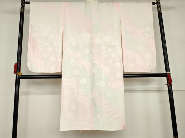 平和屋着物●小振袖用長襦袢　袷　桜地紋　暈し染め　やまと誂製　正絹　逸品　AABL0232cs