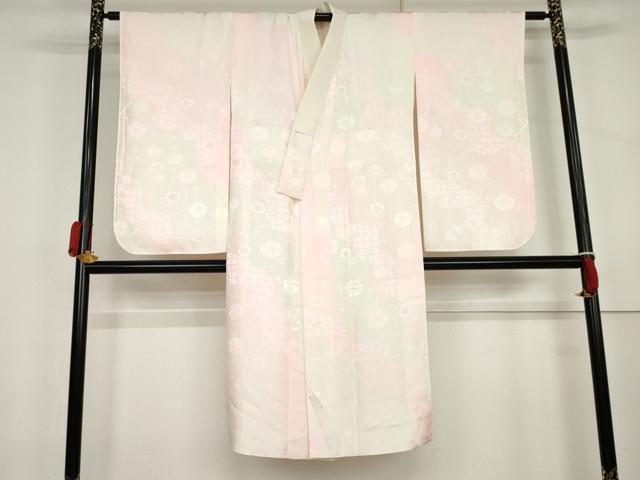 平和屋着物●小振袖用長襦袢　袷　桜地紋　暈し染め　やまと誂製　正絹　逸品　AABL0232cs