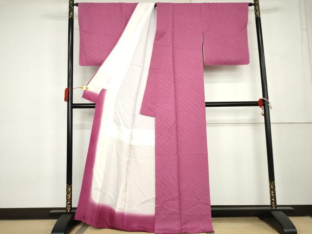 平和屋着物●上質な色無地　枝花地紋　紅紫色　正絹　逸品　未使用　AABL0235cs
