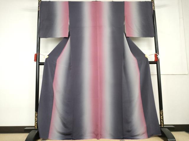 平和屋着物●上質な小紋　霞間道　暈し染め　鬼しぼ縮緬　正絹　逸品　AABL0237cs