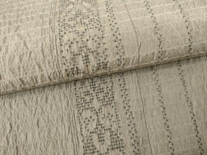 平和屋着物●お召　幾何学花唐草間道　正絹　逸品　AABL0238cs
