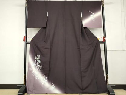 平和屋着物●訪問着　枝花文　暈し染め　銀彩　やまと誂製　正絹　逸品　AABL0239cs