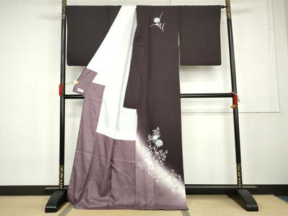 平和屋着物●訪問着　枝花文　暈し染め　銀彩　やまと誂製　正絹　逸品　AABL0239cs