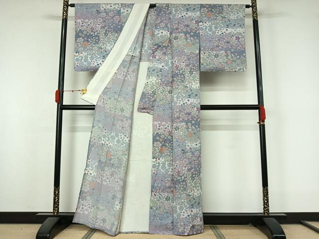 平和屋着物▽上質な小紋　単衣　辻が花　正絹　逸品　AABL0241jh