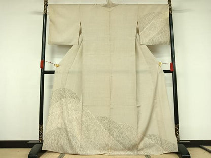 平和屋着物▽お召　訪問着　単衣　樹林文　正絹　逸品　AABL0242jh