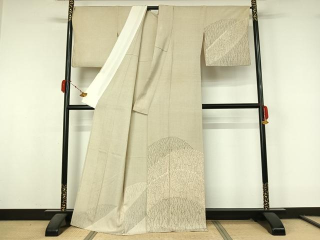 平和屋着物▽お召　訪問着　単衣　樹林文　正絹　逸品　AABL0242jh