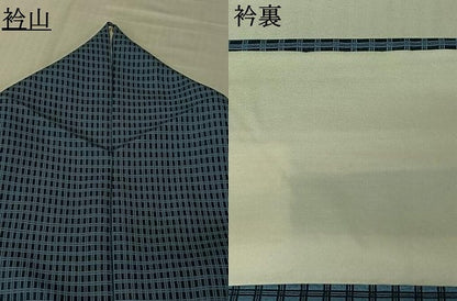 平和屋着物▽お召　単衣　格子　正絹　逸品　AABL0244jh