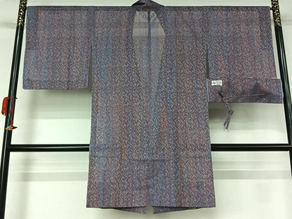 平和屋着物▽道中着　スリーシーズン　春夏秋　塵除け　草花文　やまと誂製　反端付き　ロング丈　正絹　逸品　AABL0248jh