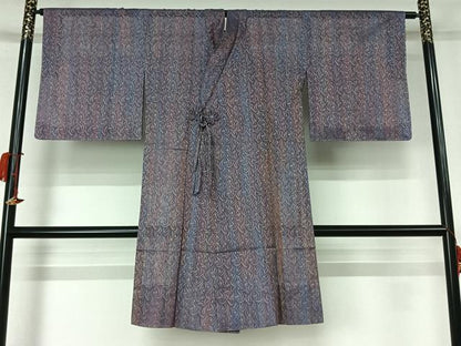 平和屋着物▽道中着　スリーシーズン　春夏秋　塵除け　草花文　やまと誂製　反端付き　ロング丈　正絹　逸品　AABL0248jh