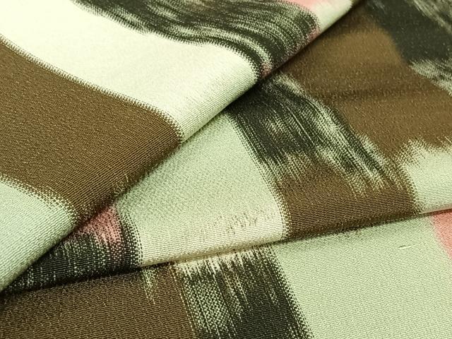 平和屋着物▽お召　単衣　幾何学文様　正絹　逸品　AABL0251jh