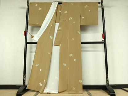 平和屋着物▽創業460年・千總　小紋　単衣　吉祥花文　金彩　正絹　逸品　AABL0255jh