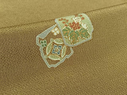 平和屋着物▽創業460年・千總　小紋　単衣　吉祥花文　金彩　正絹　逸品　AABL0255jh