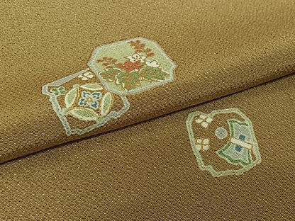 平和屋着物▽創業460年・千總　小紋　単衣　吉祥花文　金彩　正絹　逸品　AABL0255jh