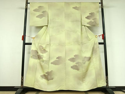 平和屋着物▽訪問着　単衣　中国三大刺繍　相良刺繍　雲重ね楓文　暈し染め　正絹　逸品　AABL0257jh