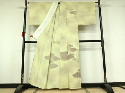 平和屋着物▽訪問着　単衣　中国三大刺繍　相良刺繍　雲重ね楓文　暈し染め　正絹　逸品　AABL0257jh