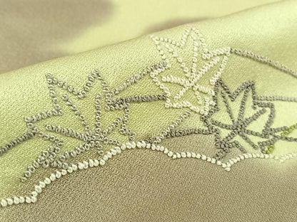 平和屋着物▽訪問着　単衣　中国三大刺繍　相良刺繍　雲重ね楓文　暈し染め　正絹　逸品　AABL0257jh