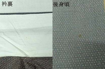 平和屋着物▽上質な紬　単衣　間道　正絹　逸品　AABL0261jh