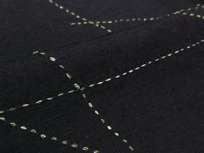 平和屋着物▽訪問着　単衣　紬地　刺し子　刺繍　変わり格子　正絹　逸品　AABL0262jh