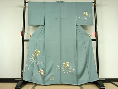 平和屋着物▽訪問着　単衣　流水花丸文　金彩　正絹　逸品　AABL0263jh