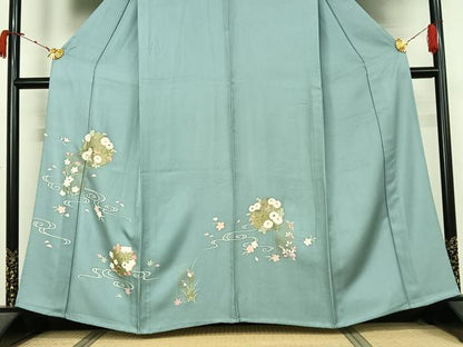 平和屋着物▽訪問着　単衣　流水花丸文　金彩　正絹　逸品　AABL0263jh