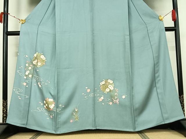 平和屋着物▽訪問着　単衣　流水花丸文　金彩　正絹　逸品　AABL0263jh