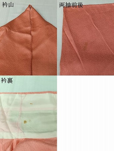 平和屋着物▽上質な色無地　単衣　花尽くし地紋　桃色　正絹　逸品　AABL0276jh