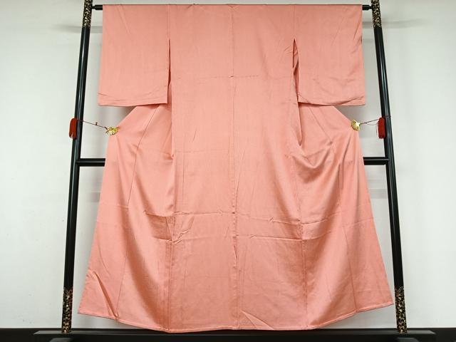 平和屋着物▽上質な色無地　単衣　花尽くし地紋　桃色　正絹　逸品　AABL0276jh