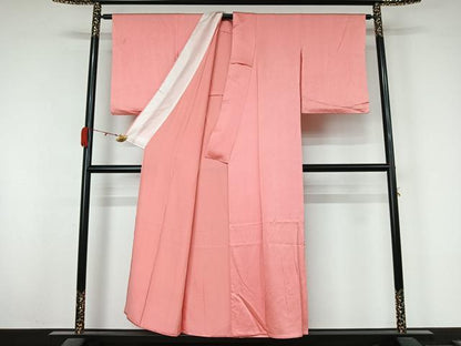 平和屋着物▽上質な色無地　単衣　花尽くし地紋　桃色　正絹　逸品　AABL0276jh