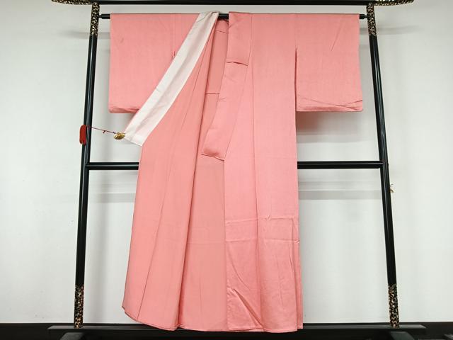 平和屋着物▽上質な色無地　単衣　花尽くし地紋　桃色　正絹　逸品　AABL0276jh