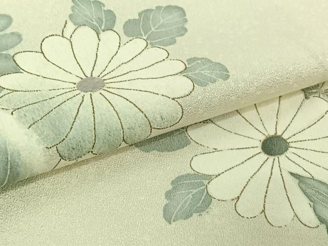 平和屋着物▽訪問着　単衣　刺繍　草花文　金彩　正絹　逸品　AABL0279jh
