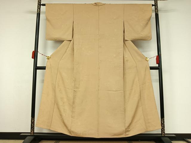 平和屋着物▽上質な色無地　単衣　風景人物花地紋　浅黄色　正絹　逸品　AABL0284jh