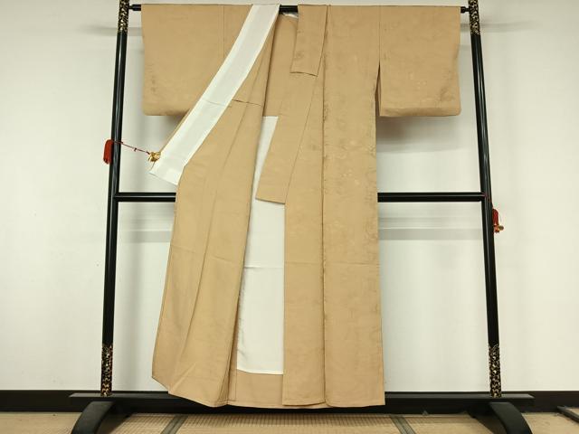 平和屋着物▽上質な色無地　単衣　風景人物花地紋　浅黄色　正絹　逸品　AABL0284jh