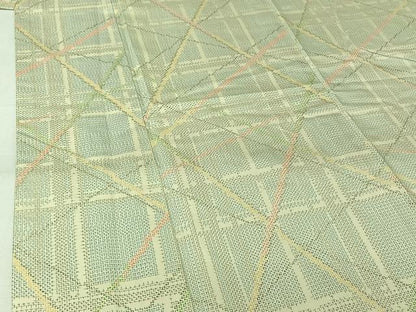 平和屋着物▽上質な紬　単衣　幾何学文様　正絹　逸品　AABL0296jh