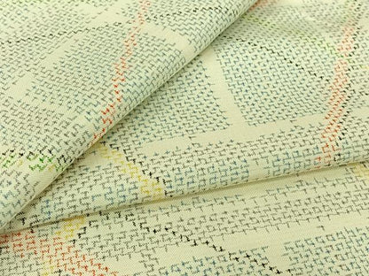 平和屋着物▽上質な紬　単衣　幾何学文様　正絹　逸品　AABL0296jh