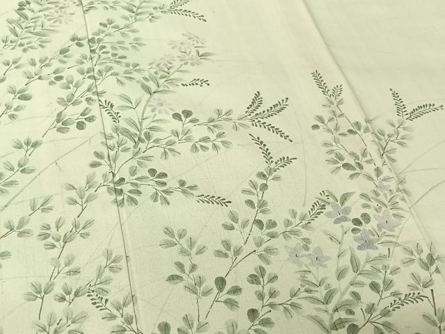 平和屋着物▽染織の名門　しょうざん  生紬　訪問着　単衣　秋草花文　大丸扱い　たとう紙付き　正絹　逸品　AABL0298jh