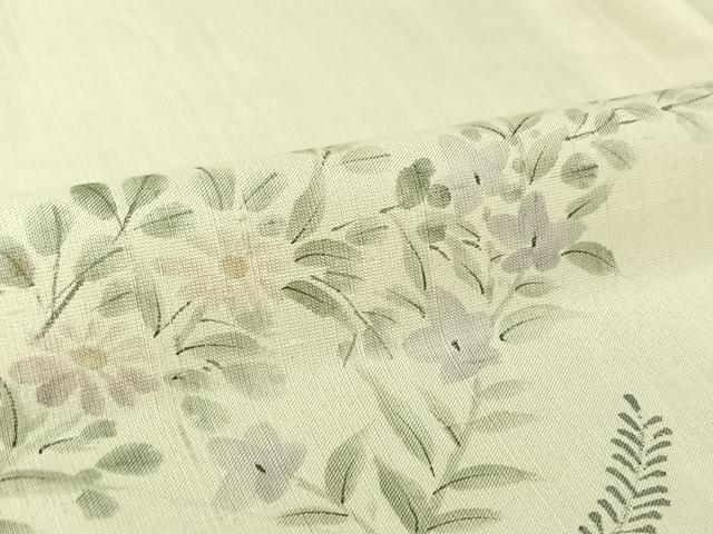 平和屋着物▽染織の名門　しょうざん  生紬　訪問着　単衣　秋草花文　大丸扱い　たとう紙付き　正絹　逸品　AABL0298jh
