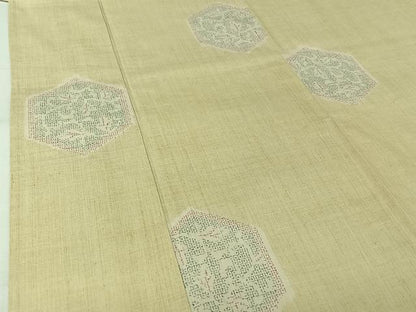 平和屋着物▽結城紬　単衣　80亀甲　亀甲花文　証紙付き　正絹　逸品　AABL0301jh
