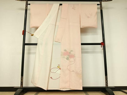 平和屋着物▽訪問着　無双　紗袷　紗×絽　草花文　正絹　逸品　AABL0303jh